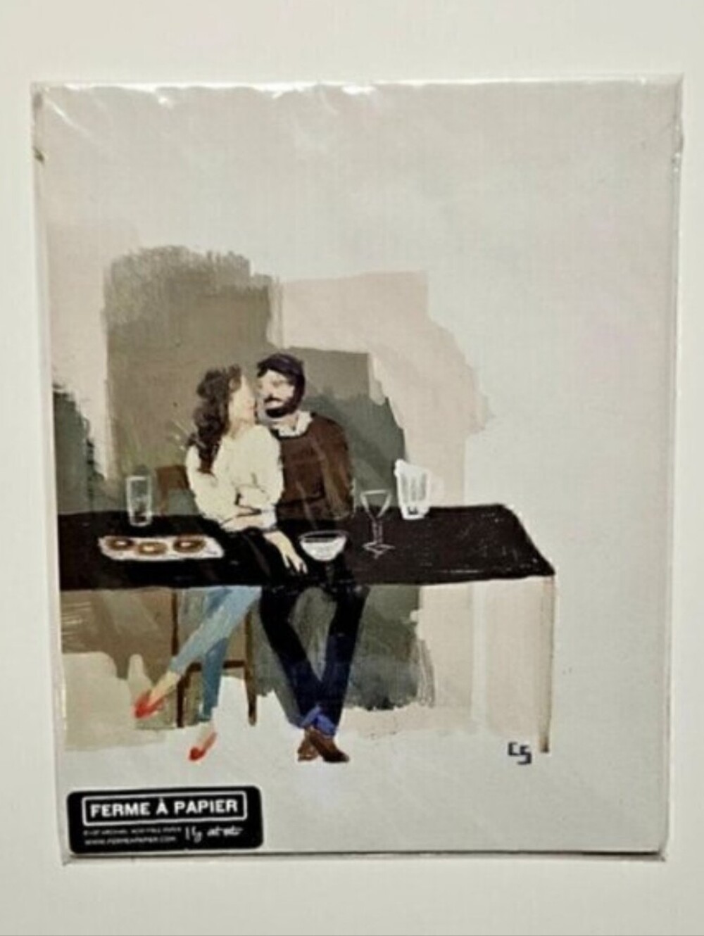 Cat Seto Couple at Table 8x10 Art Print Sealed Ferme à Papier Wall Decor